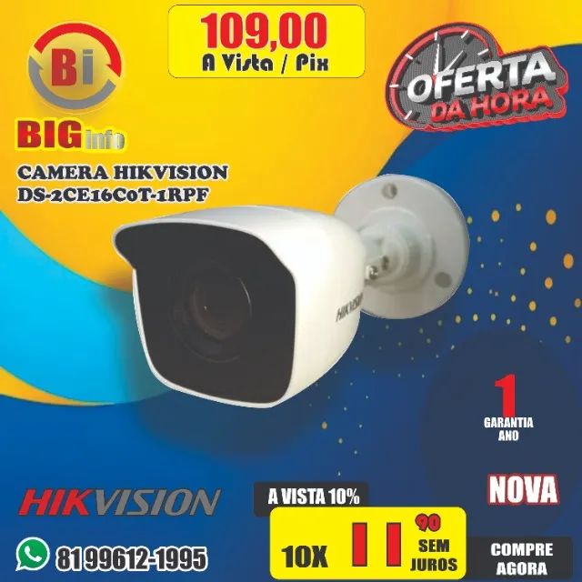 Camera Hikvision  Bullet 2.8mm Ir20m 10x S/Juros