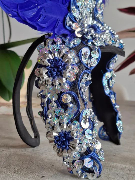 Tiara para festas de penas azul da Tailândia para s. - Foto 4