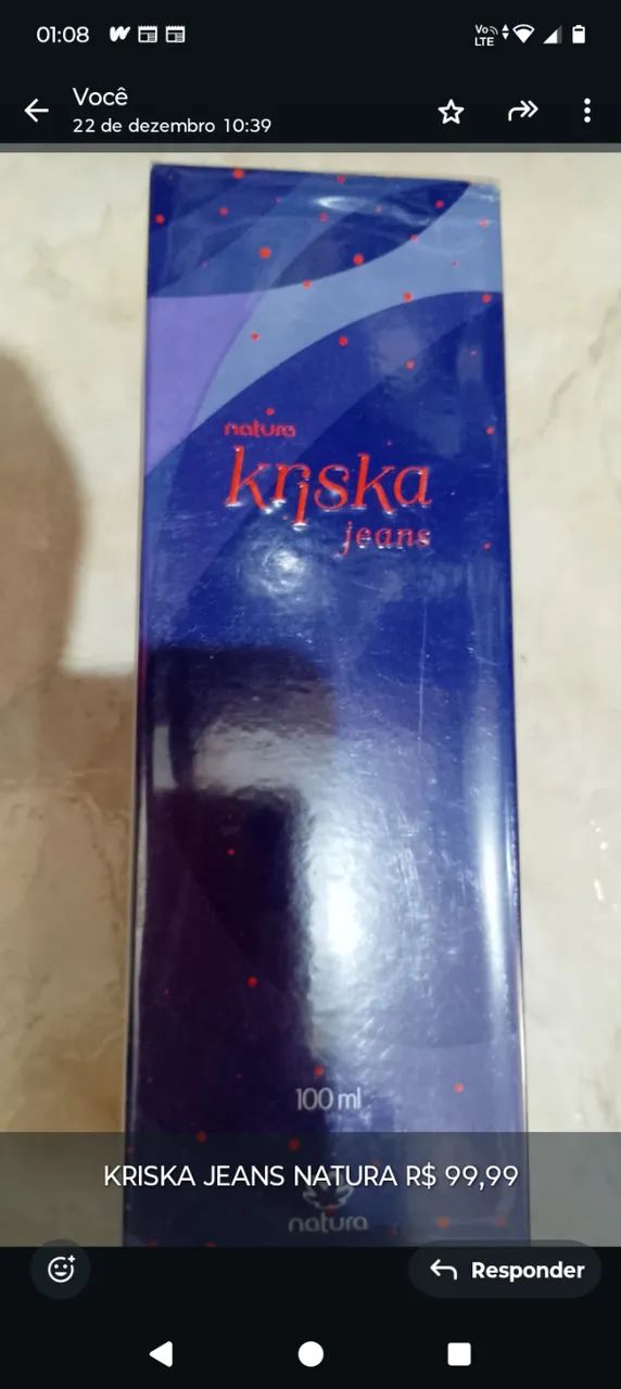 KRISKA JEANS NATURA  100 ml. LACRADO  R$ 89,99