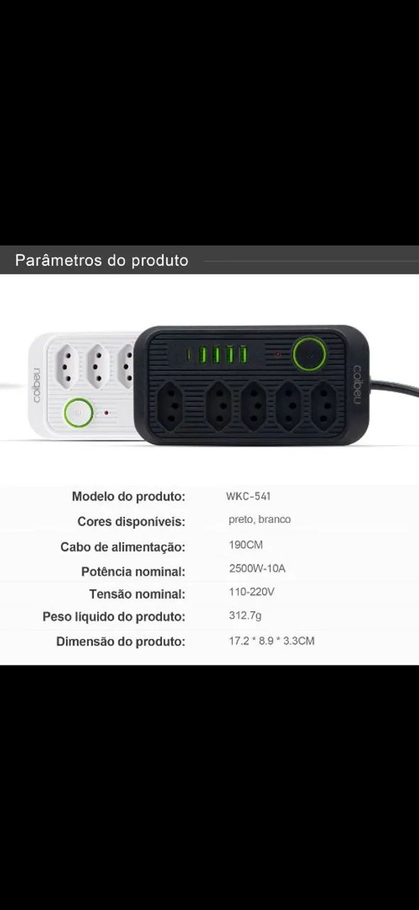 Extensão Elétrica com 4 Tomadas e 4 USB - Coibeu - Foto 3
