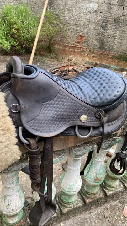 Sela de Montaria em Couro - Usada australiana pego arreio de charrete  - Foto 2