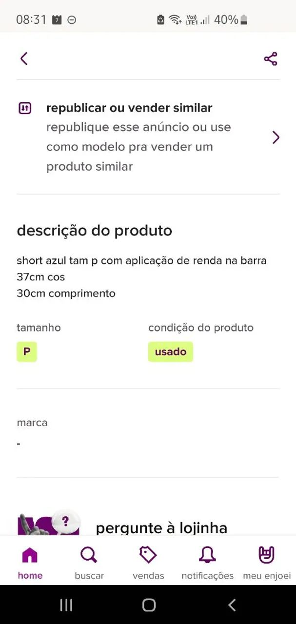 Short azul com Renda  - Foto 5