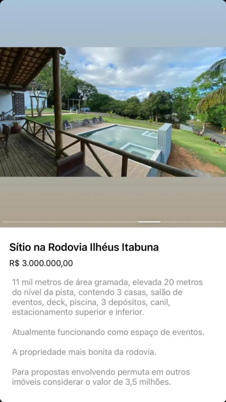 Sítio na Rod. Ilhéus Itabuna - Espaço de enventos / restaurante.