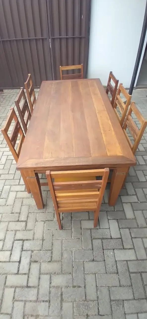 Mesa Rustica Madeira Demolição c/ 8 Cadeiras - Foto 3