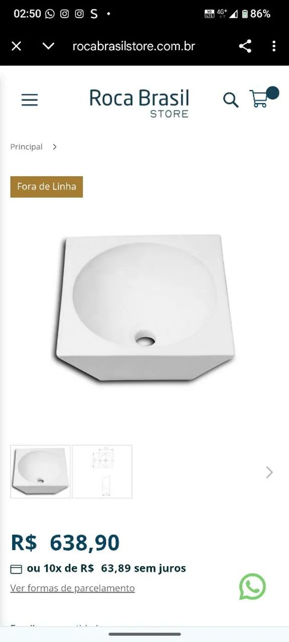 Cuba de apoio Roca Brasil