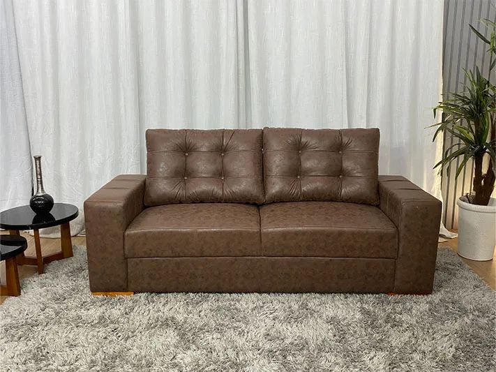 Sofá 3 Lugares Living Corino Marrom a543