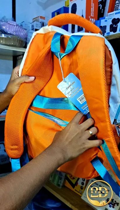 Mochila Escolar Happy Time - Azul e Laranja - Foto 4