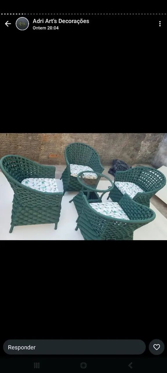 Conjunto de 4 Poltronas de Corda Náutica Azul - Foto 2