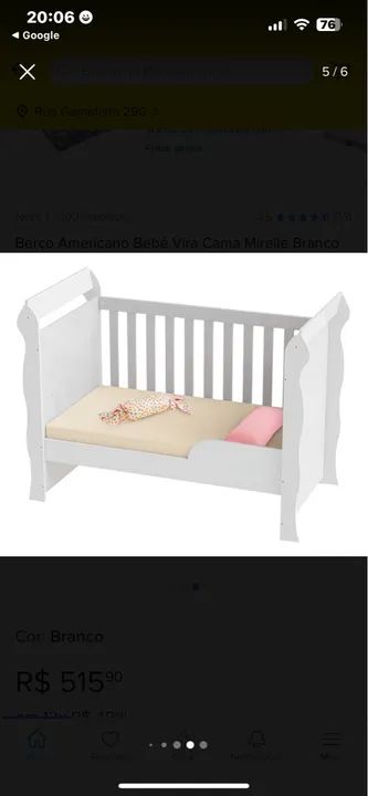 Berço Americano Bebê Vira Cama Miralle Branco