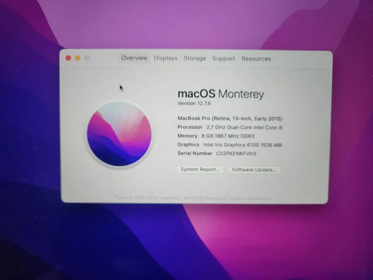 Macbook Pro Retina 13 A1502 2015 i5 8GB 128GB Osx Monterey