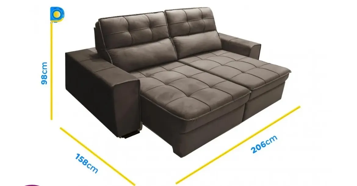 Sofá de canto retrátil e retrátil moderno - Conforto e Design