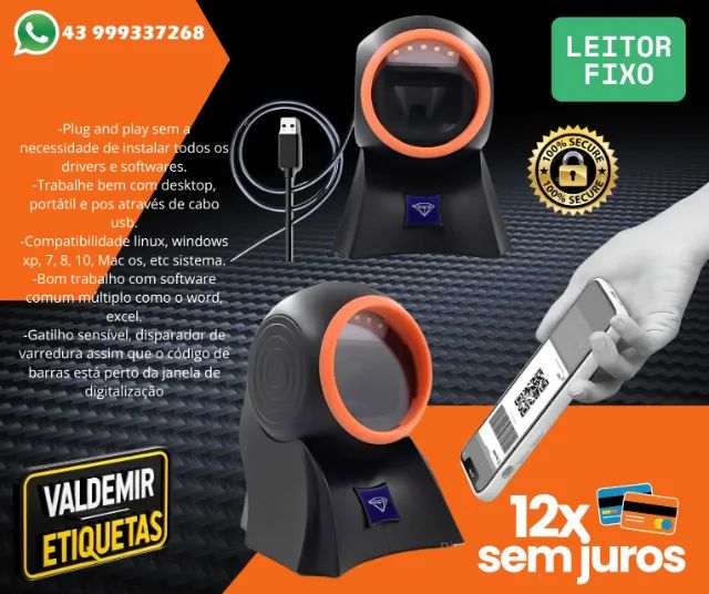 Leitor de Codigo de Barras de Balcão para Mercados