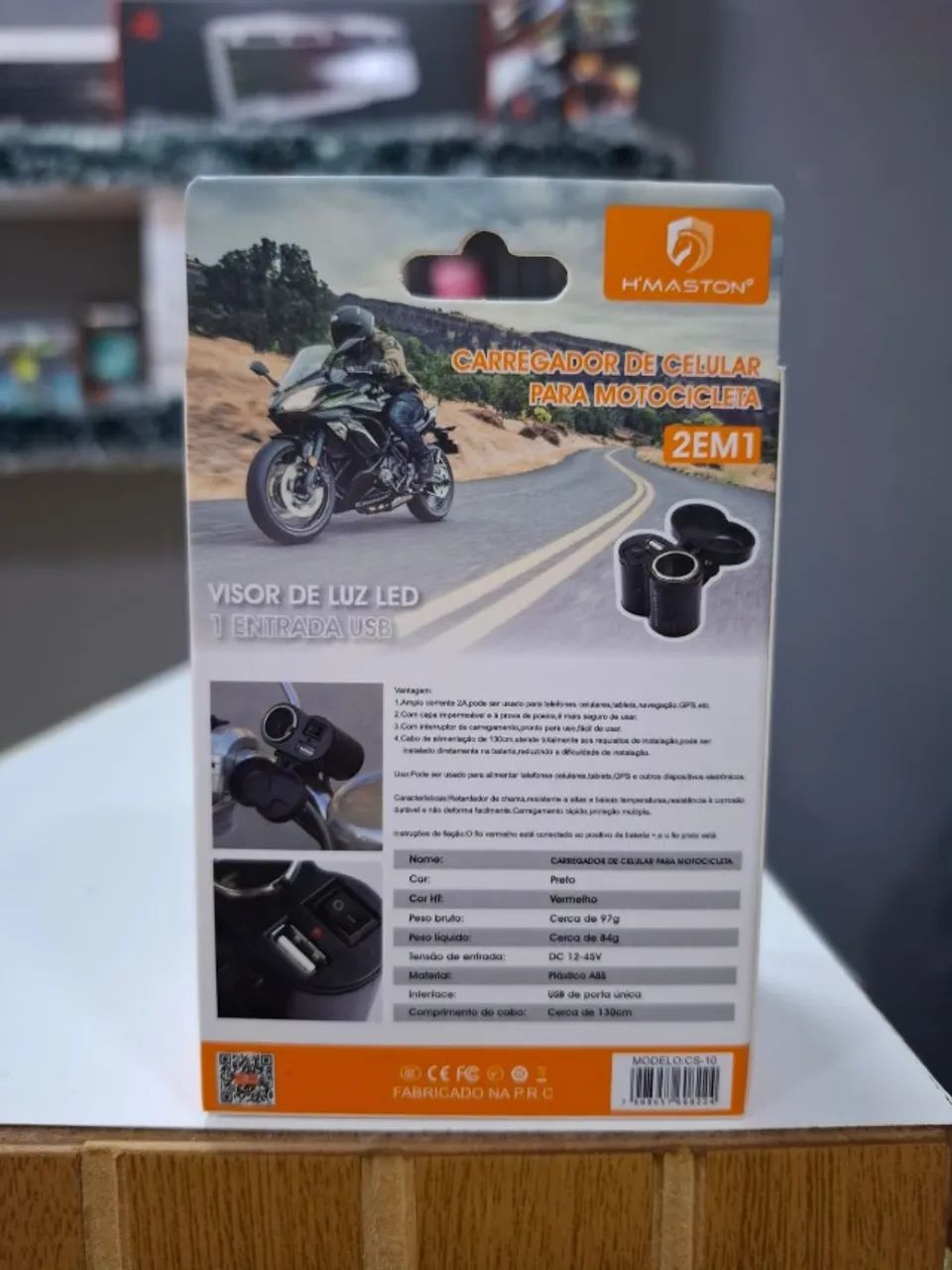 CARREGADOR DE CELULAR PARA MOTO HMASTON - 2 EM 1  - Foto 2