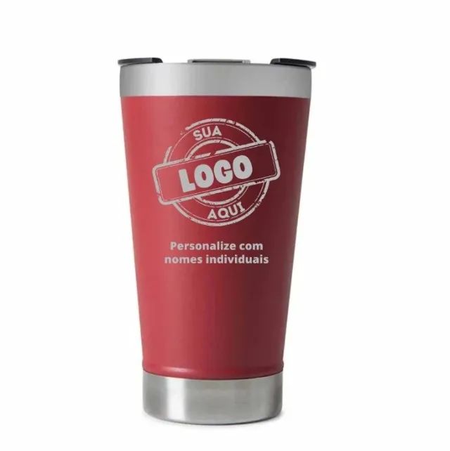 Copo Térmico Inox Vermelho  473ml Personalizado A Laser