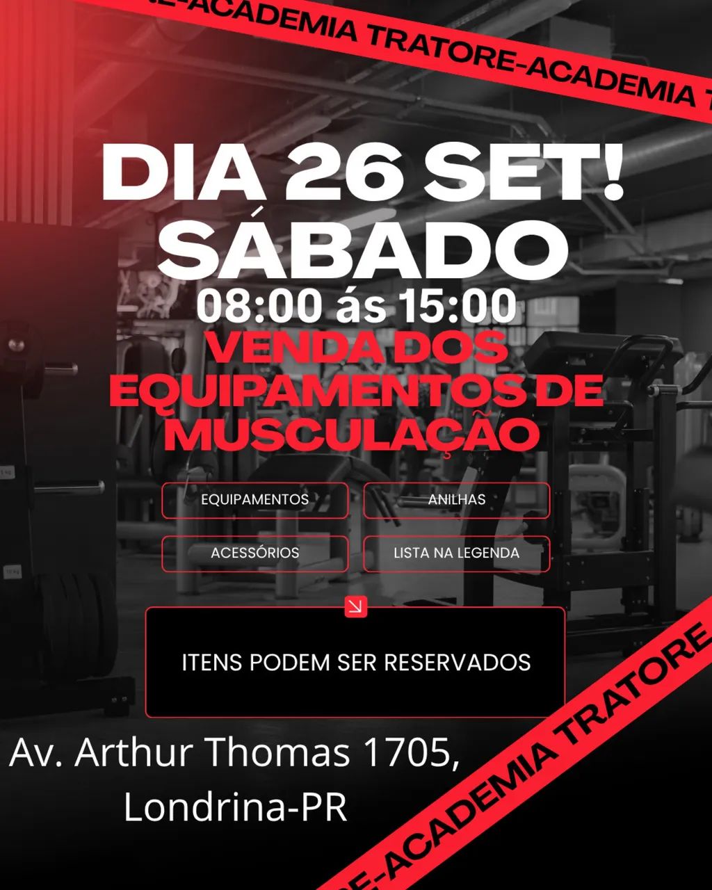 Academia Completa 26/09 Londrina PR 08:00 às 15:00!