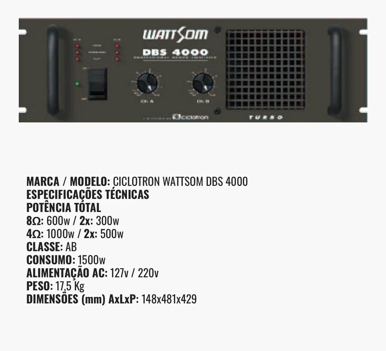 Amplificador Wattsom dbs 4000 - Foto 5