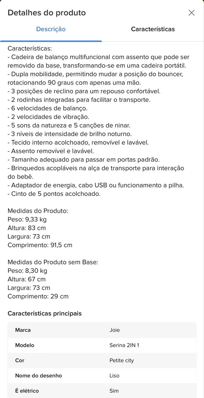 Cadeira de Balanço e Descanso Serina 2 em 1 da Joie. - Foto 6