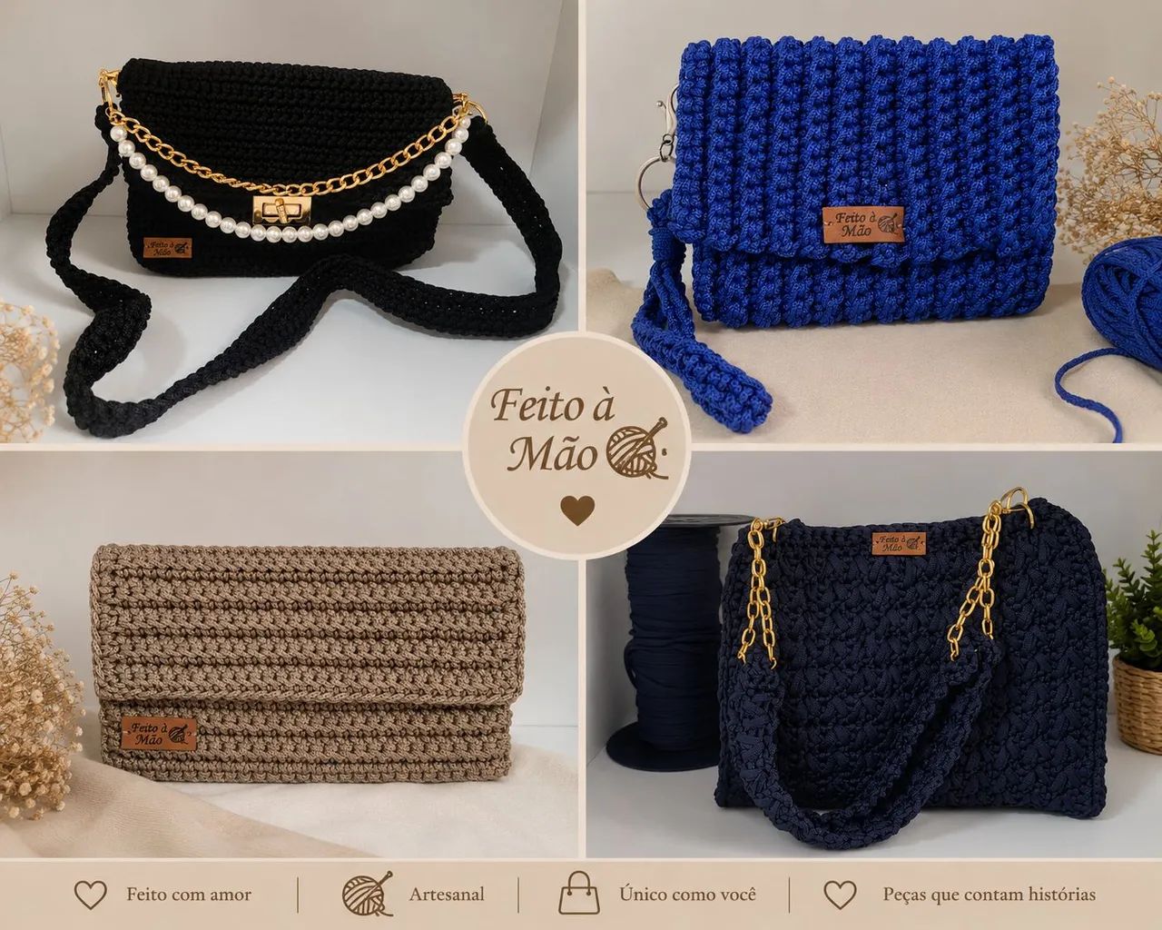 Bolsas de crochê,  pronta entrega e encomenda