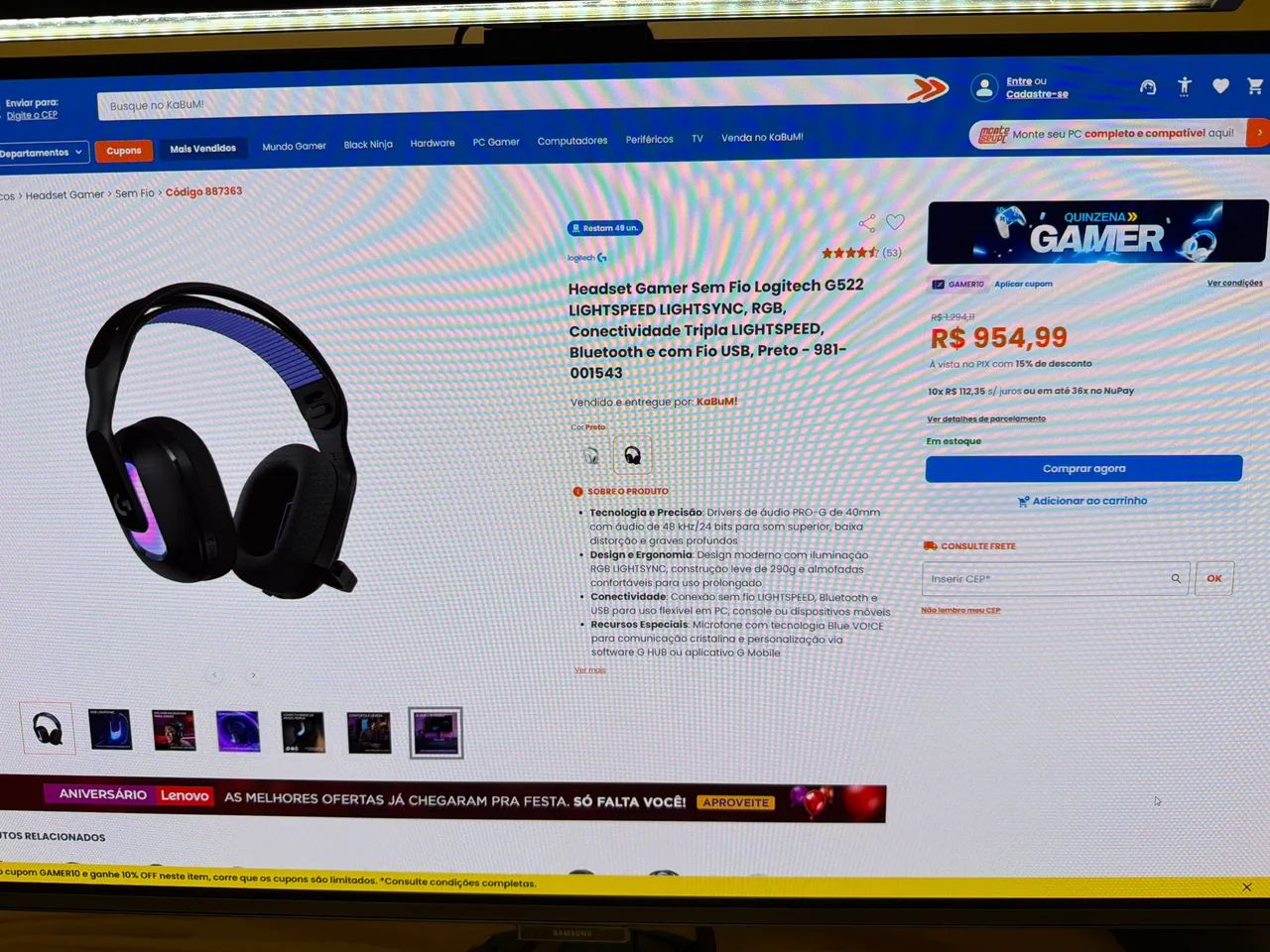 Headset Logitech G522 sem uso - Foto 5