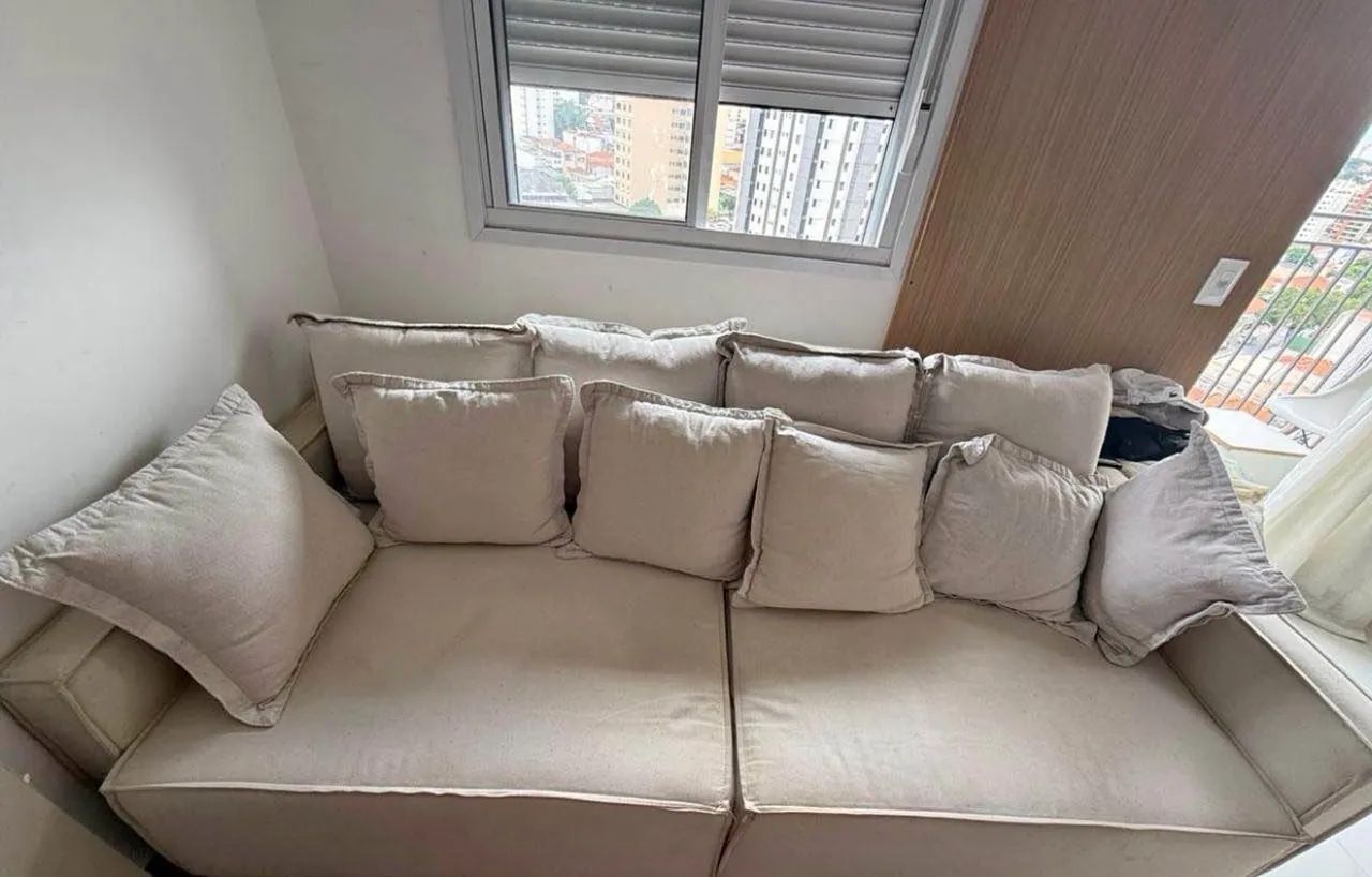 Sofá retrátil cama linho bege  - Foto 2