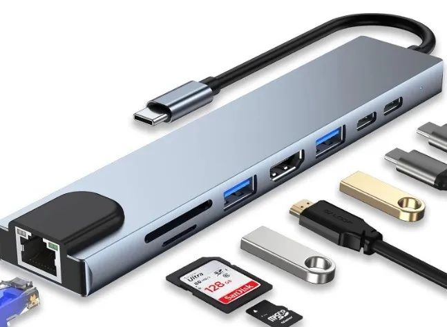 HUB Multi Tipo C USB 3.1 4k Exbom 8 em1 - Foto 2