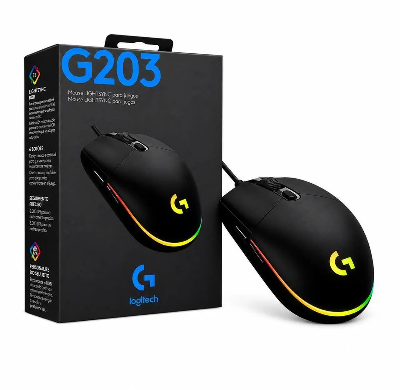 Mouse Gamer Logitech G203 LIGHTSYNC RGB 