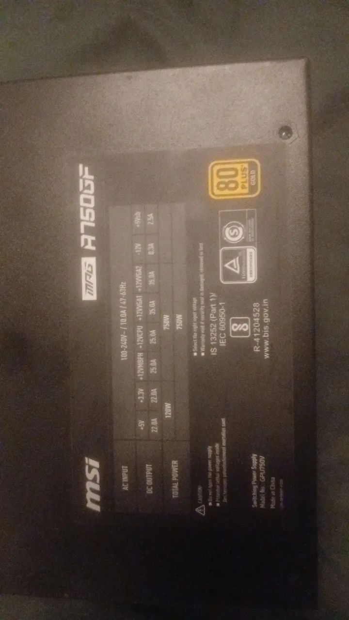 FONTE MSI MAG A750GL 750W 80 PLUS GOLD - Foto 2