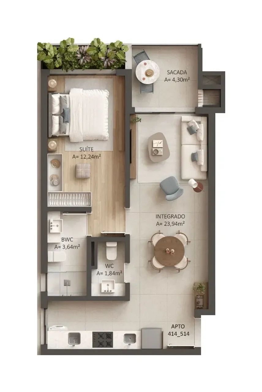 Apartamento para venda possui 36 metros quadrados com 1 quarto - Foto 3