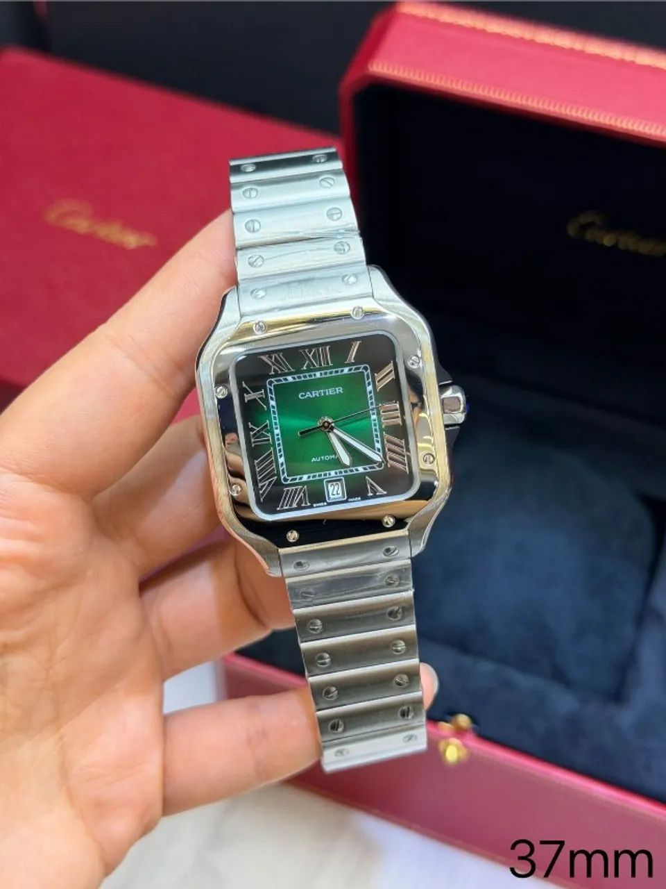 Relógio Cartier Santos automático com pulseira de troca rápida - Foto 4