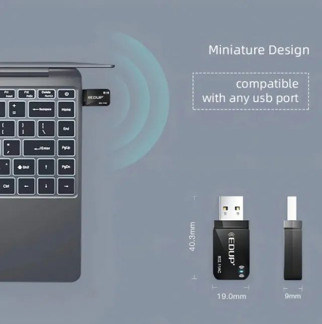 Adaptador Wi-Fi USB 3.0 EDUP AC1300 Dual Band - Alta Velocidade - Foto 6