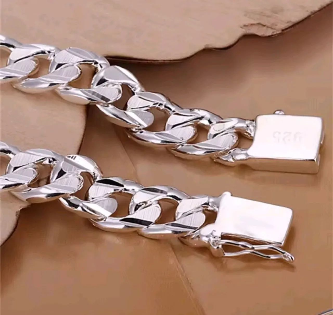 Pulseira masculina folheada a prata  - Foto 3