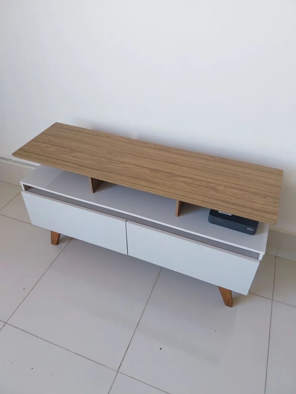 Rack MDF Branco/Madeira - Foto 2