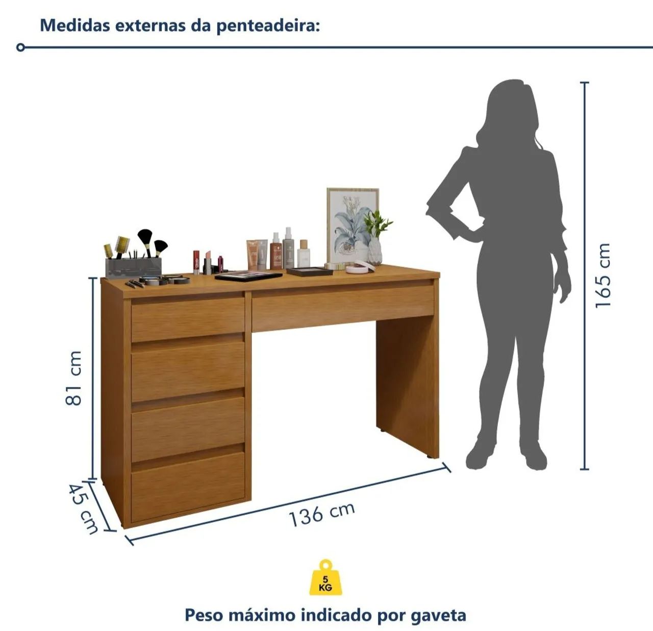 Mesa duas em uma penteadeira e escritório  - Foto 3