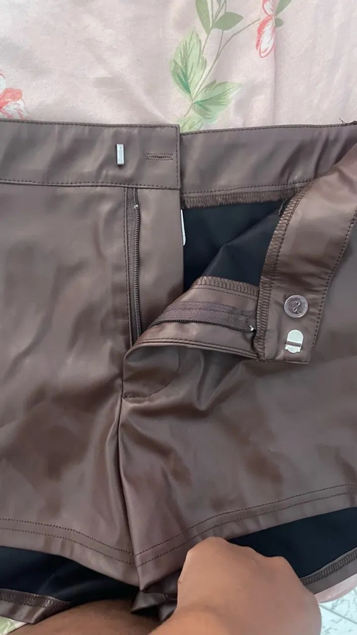 short de couro marrom  - Foto 2