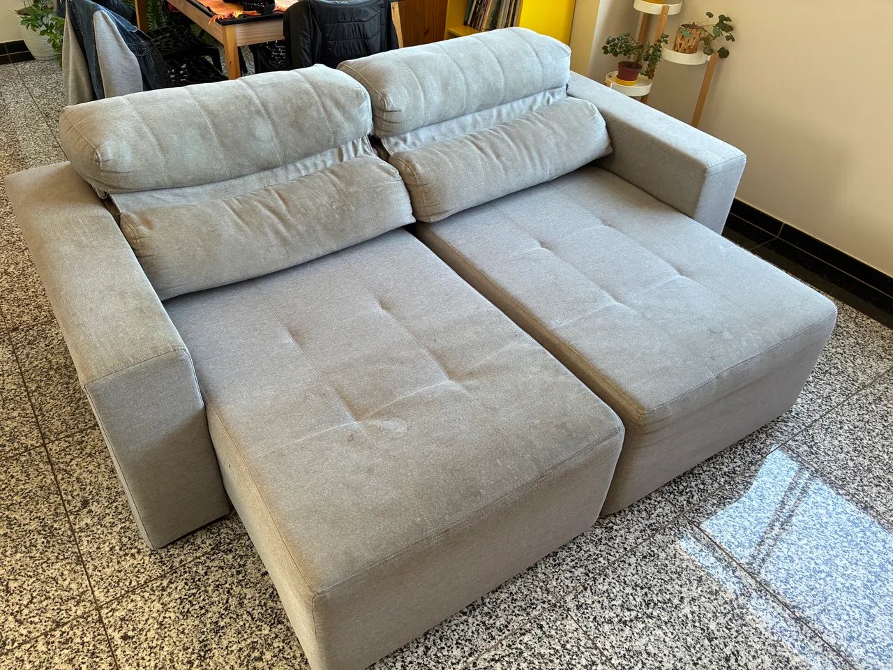 Sofá Retrátil e Reclinável 3 Lugares Cinza Linho - Foto 2