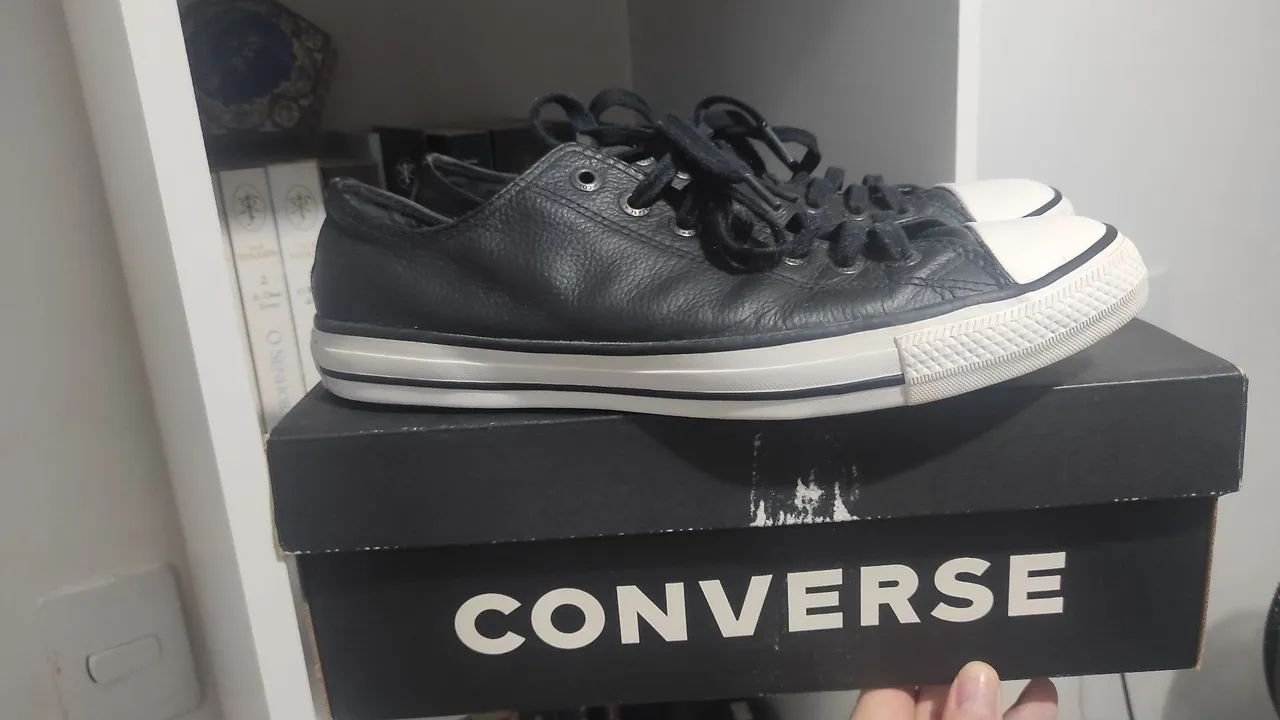 Converse ALL star couro preto