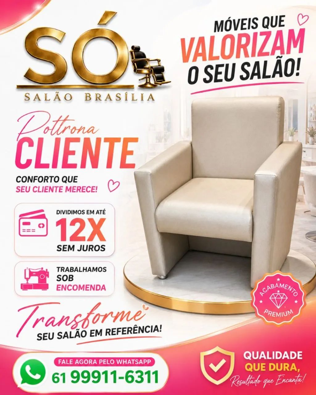 Poltrona da cliente lisa 1 lugar 