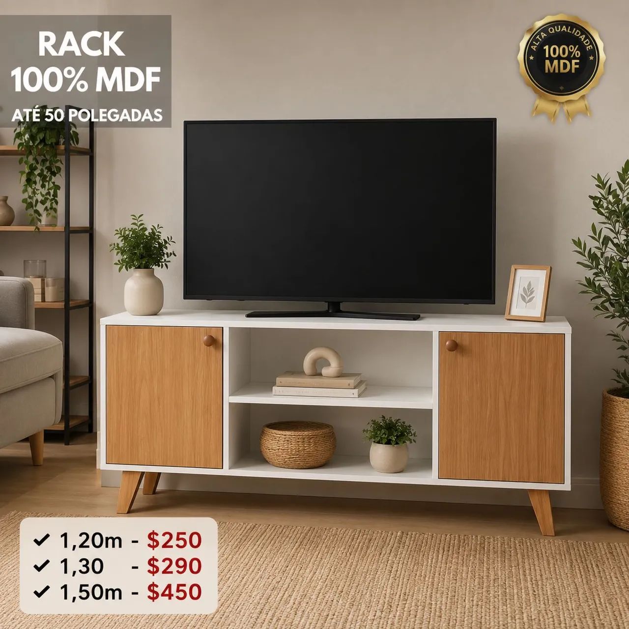 Rack para Tv Quarto/ Sala 100%mdf - Foto 5
