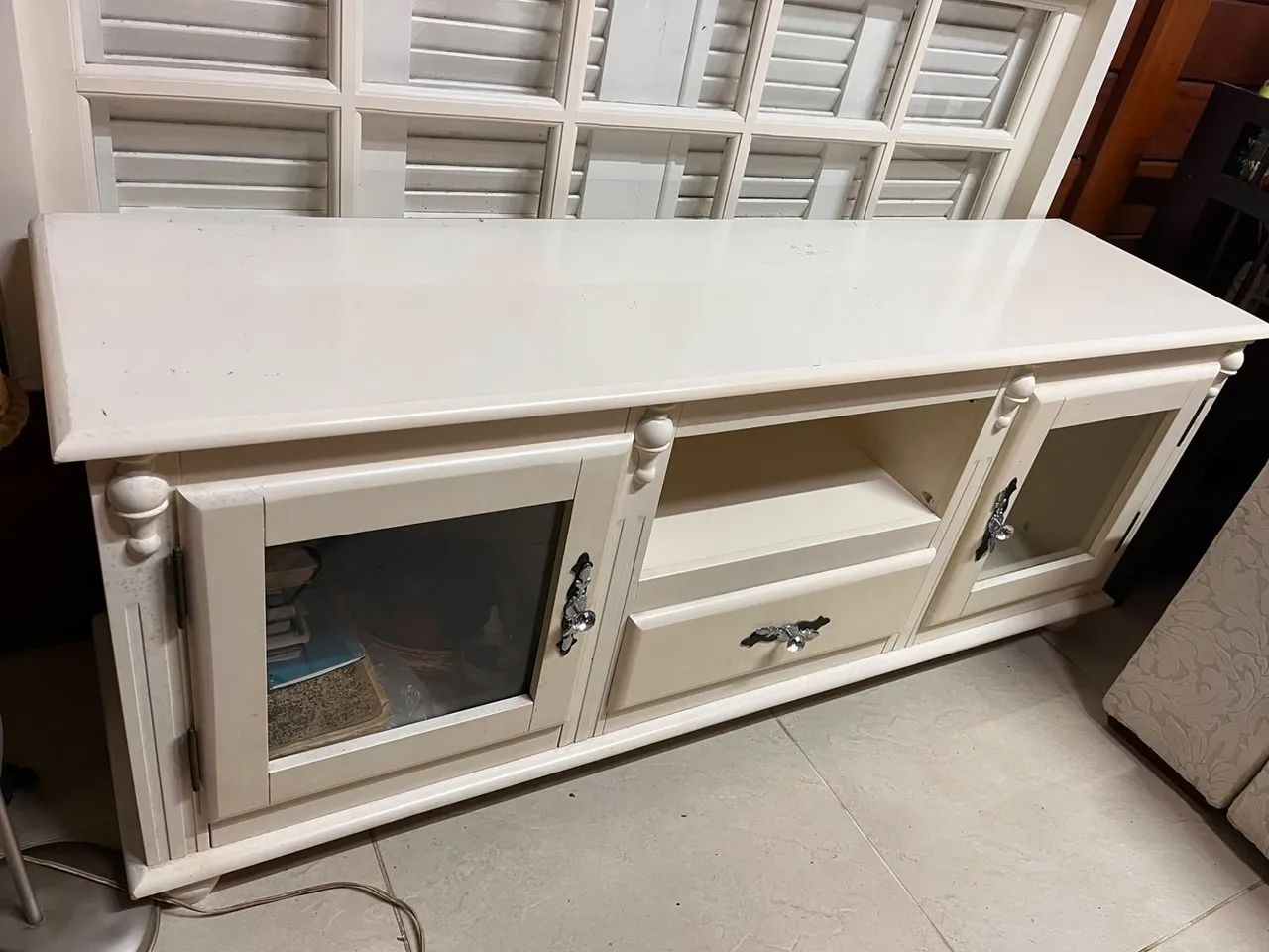 Rack de madeira branco - Foto 2