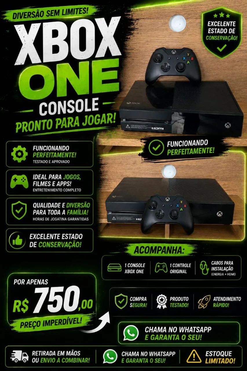 NÃO PERCA! Xbox One Conservado, Pronto para Jogar!