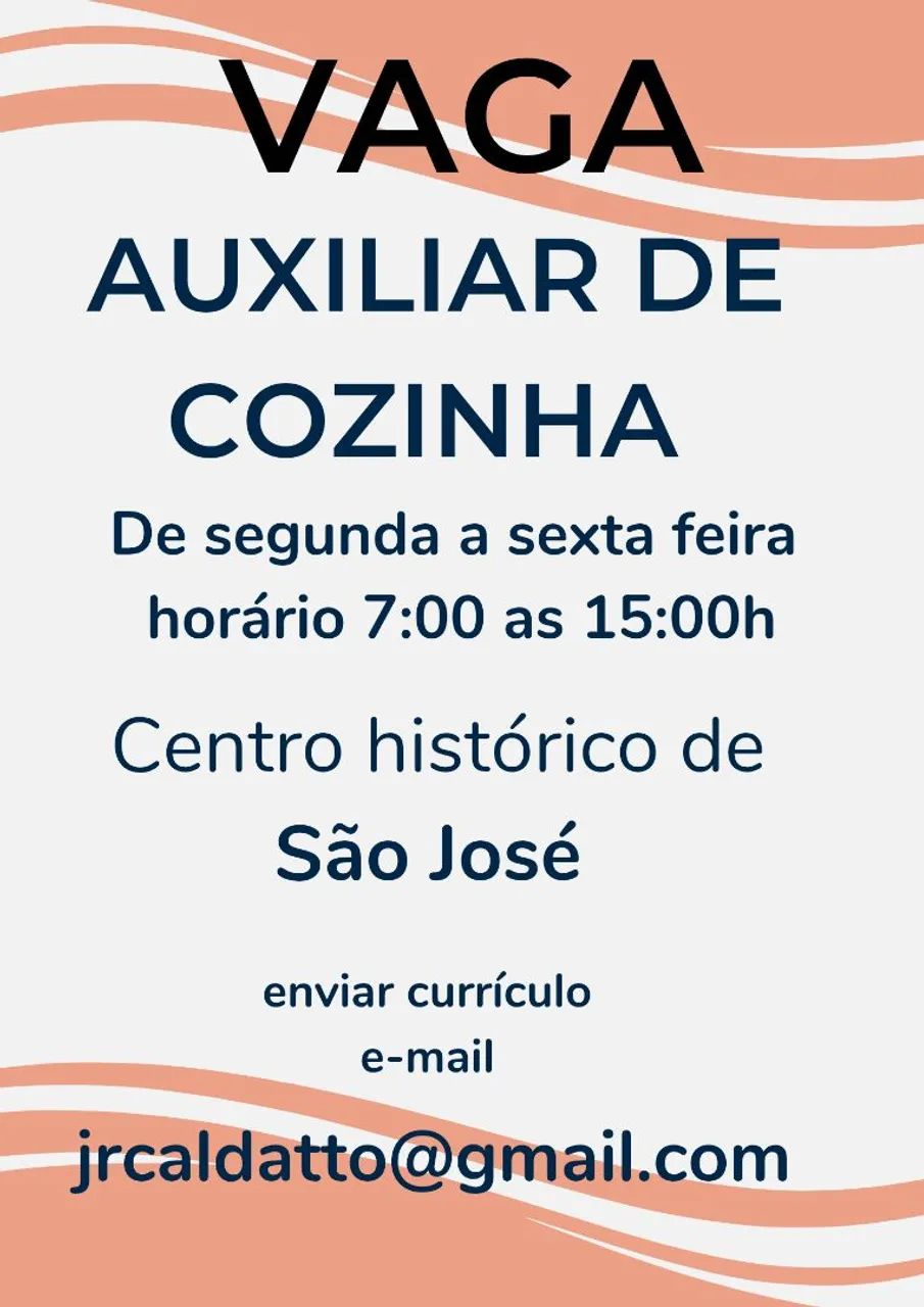 Vaga auxiliar de cozinha