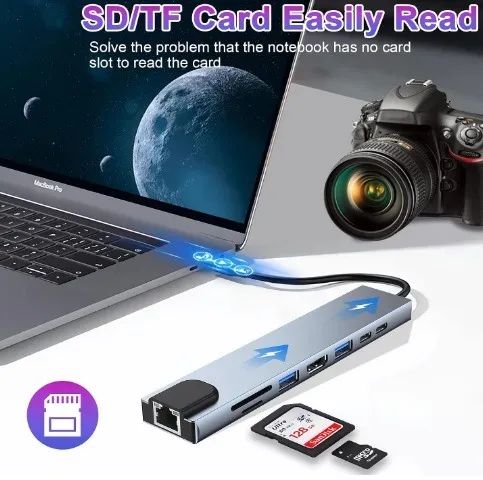 HUB Multi Tipo C USB 3.1 4k Exbom 8 em1 - Foto 3