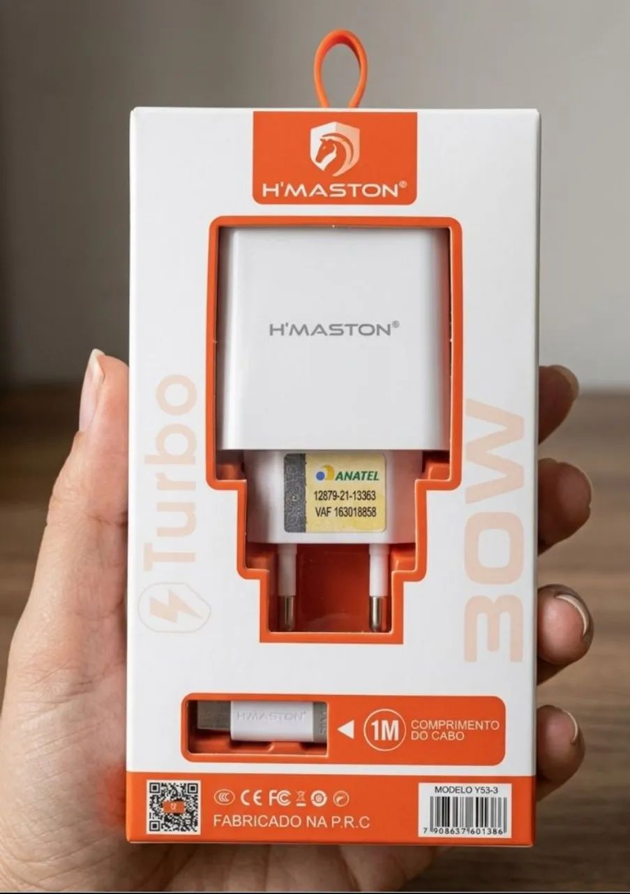 Carregador De Celular Super Rápido 30W H'Maston Com Cabo 1m
