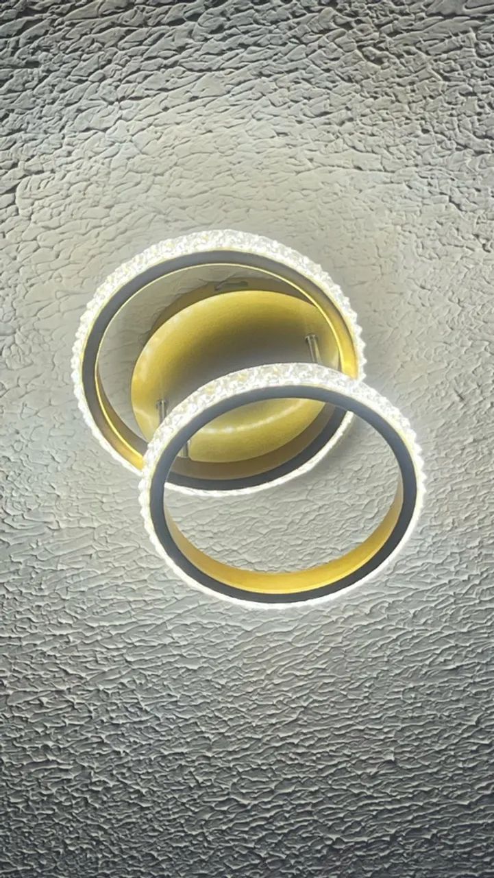 LUMINÁRIA CRAVEJADA DOURADA COM 3 cores  - Foto 5