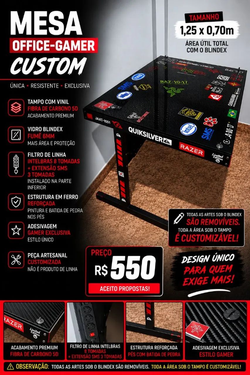 Mesa Office-Gamer Customizada