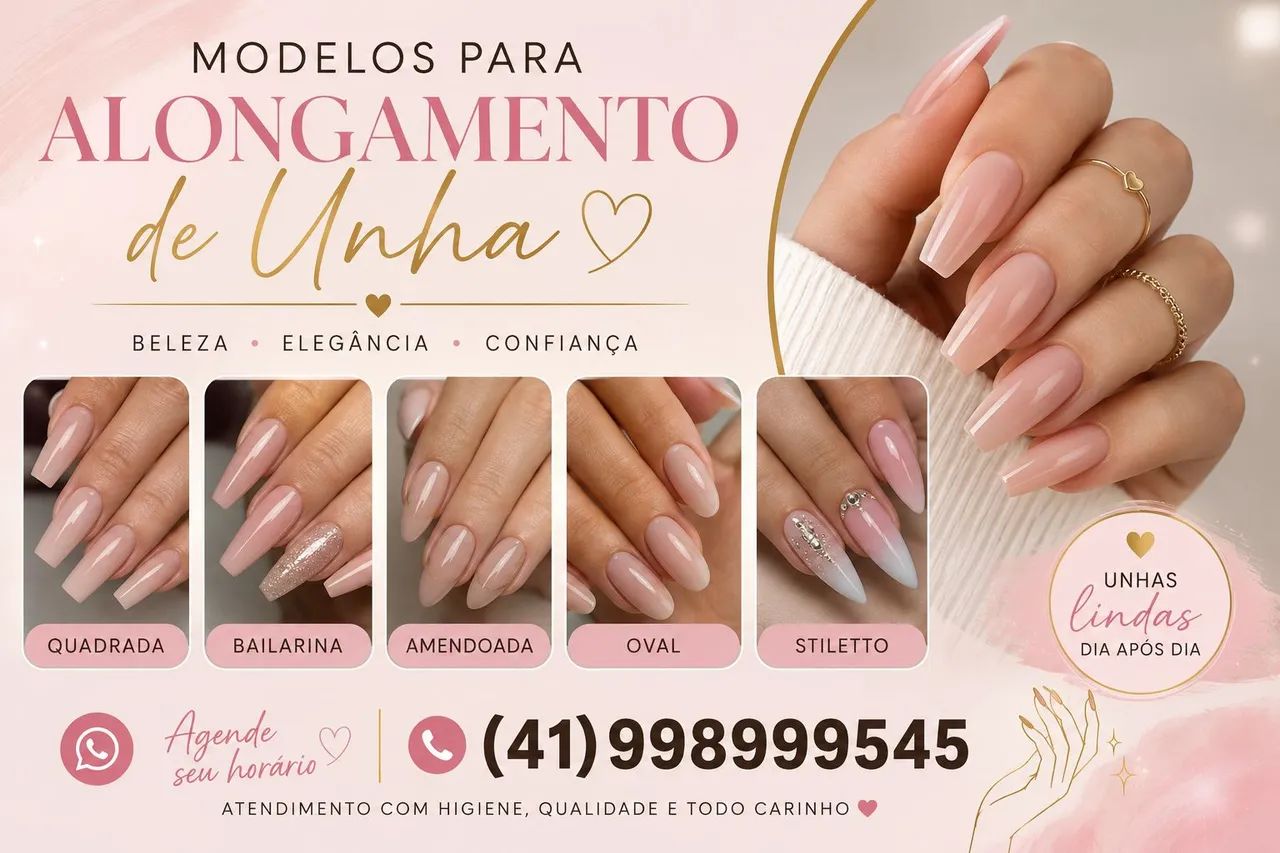 Modelo para alongamento de unha.