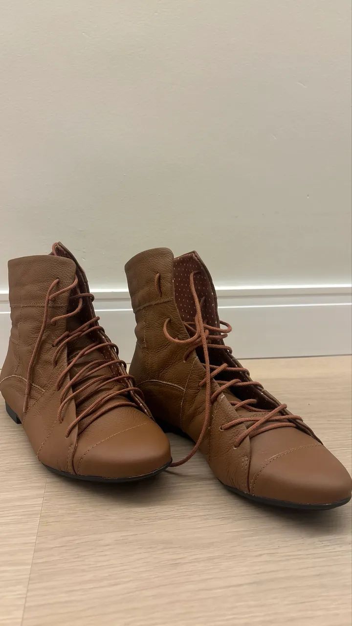 Bota caramelo em couro legítimo nº35 - Foto 5