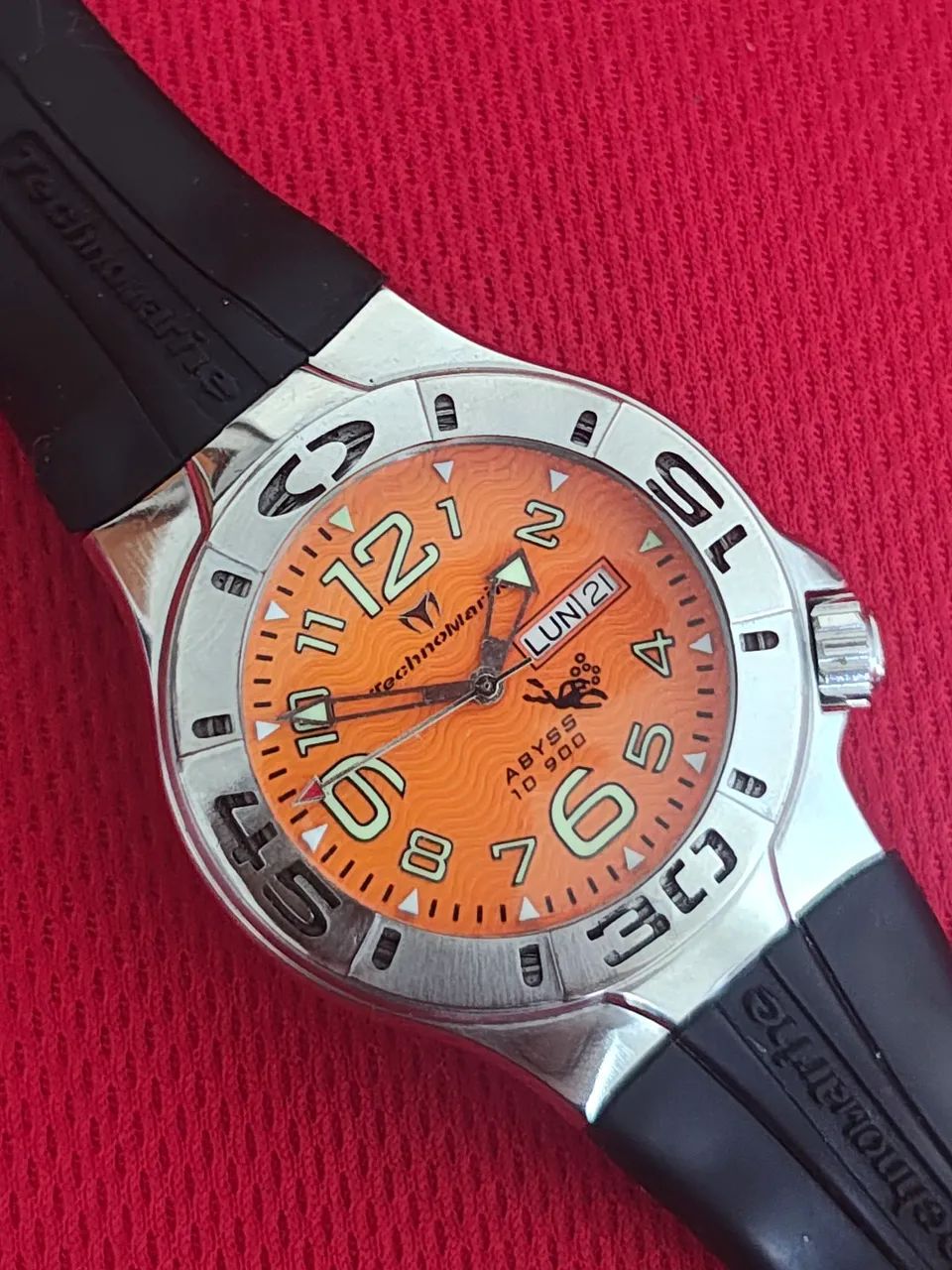 Relógio TechnoMarine Abyss 10900 Diver Suíço Raro Laranja - Foto 2