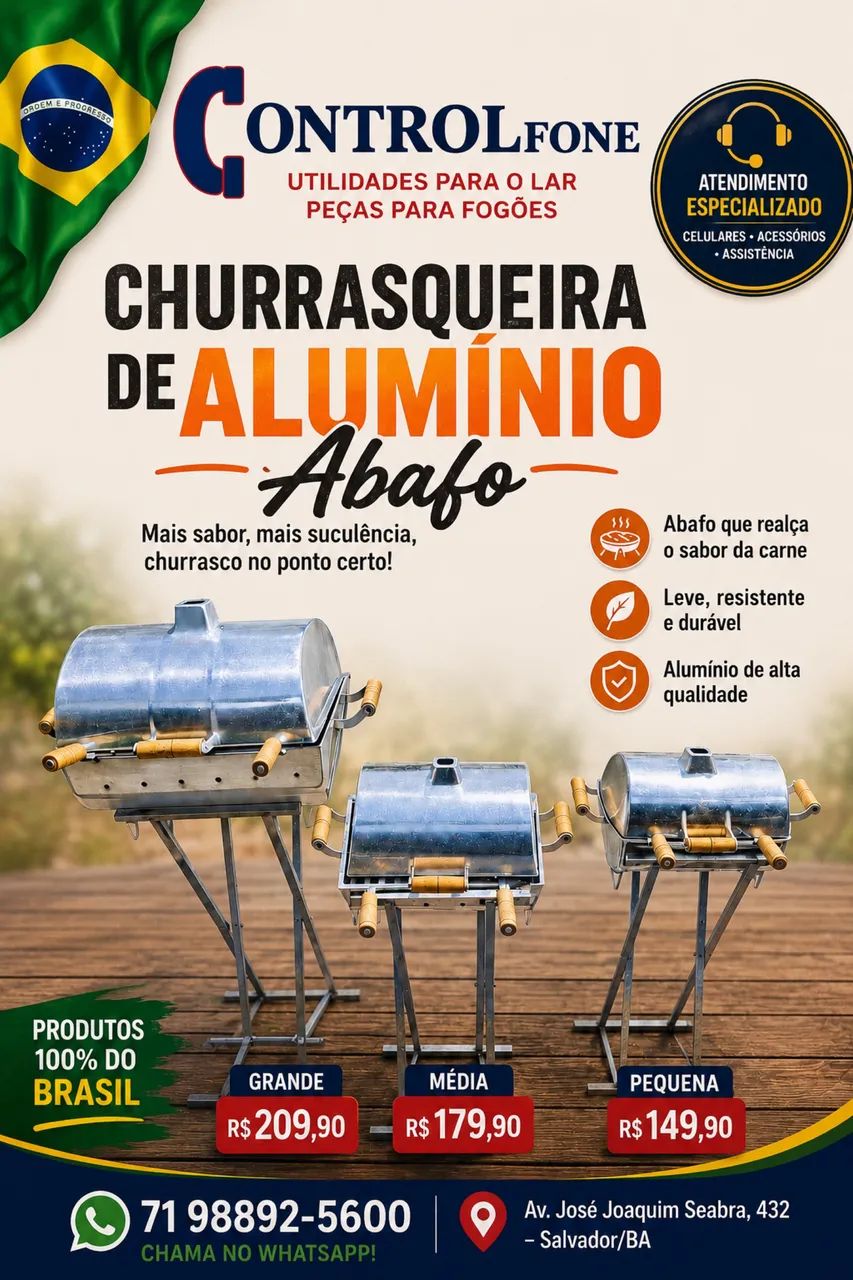 Churrasqueira de alumínio abafo 