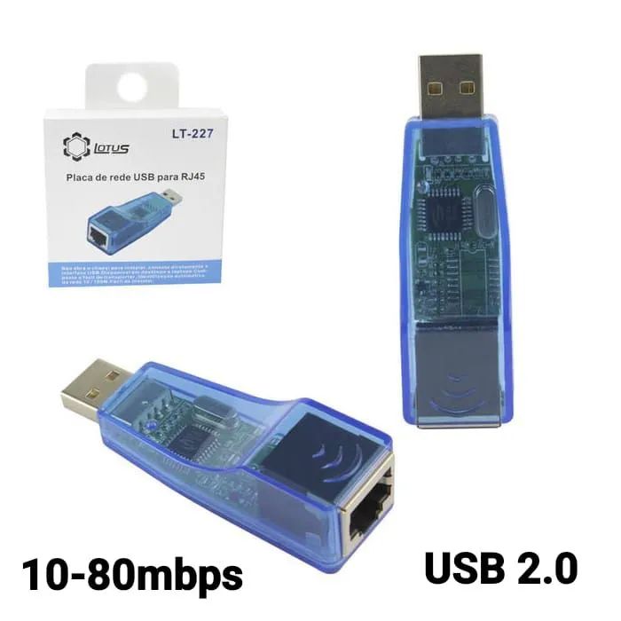 Placa de Rede USB 2.0 Lótus para Computador Notebook Novo 